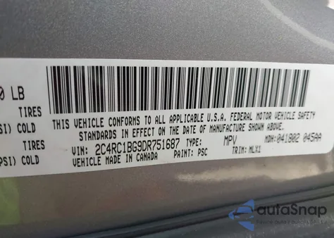 2013 Chrysler Town & Country Touring из США, поврежденный, VIN 2C4RC1BG9DR751687